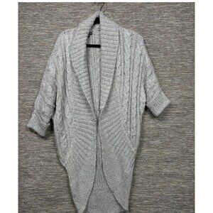 Express Knit Shrug Wool Cardigan Sweater Womens Sz L beige Batwing Shawl Collar